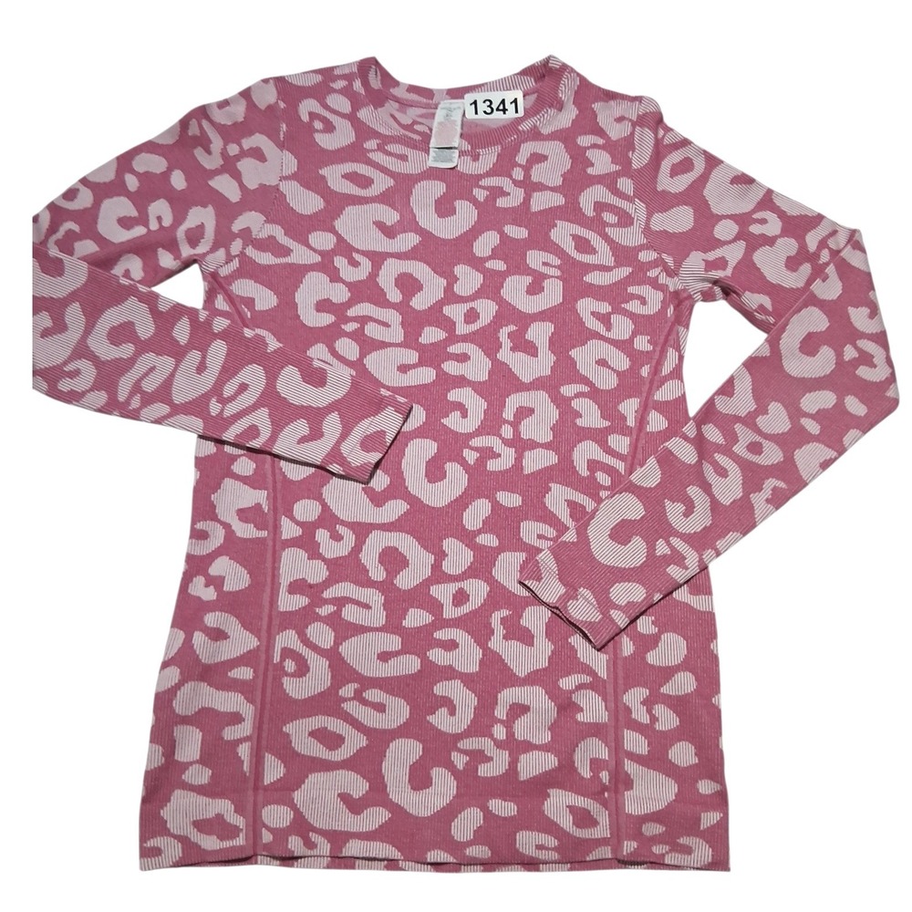Sweaty Betty Women's‎ size 8 Ribbed Leopard Jacquard Base Layer Top Loungewear